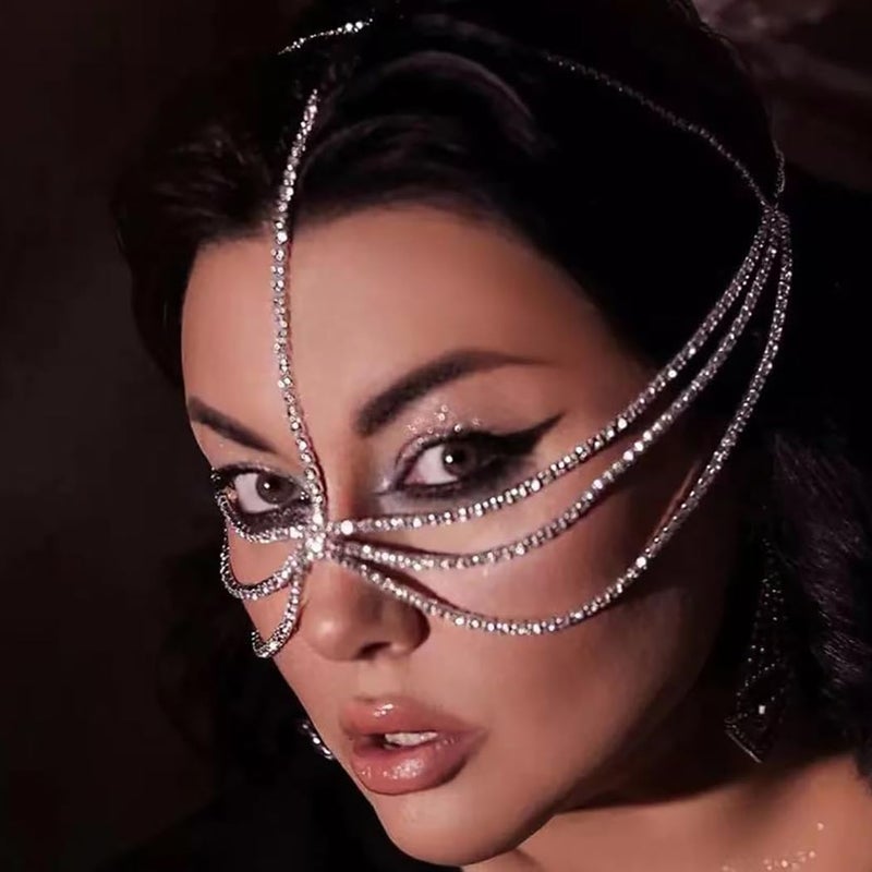 Fdesigner Vintage Head Chain Rhinestone Wedding Headpieces Face Cover Mask Hair Jewelry Gypsy Women Hair Accessories - Image 2